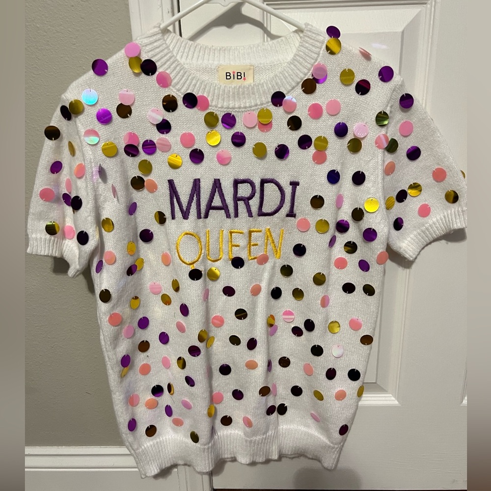 Like New - Cute & Festive Women’s Mardi Gras Sweater - Size Small - Worn Once